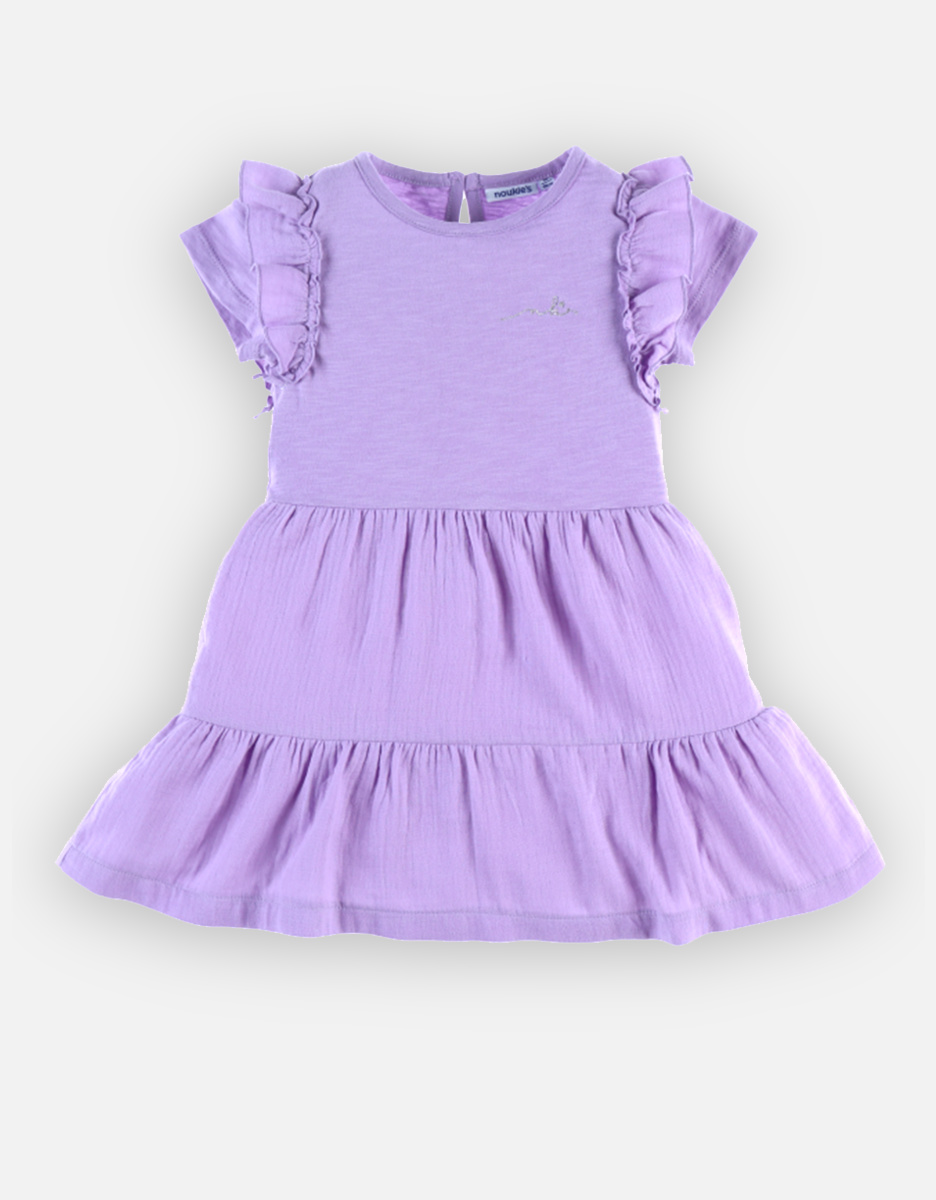 Bi-material dress, purple