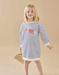 Gestreepte jurk uit french terry, ecru/donkerblauw