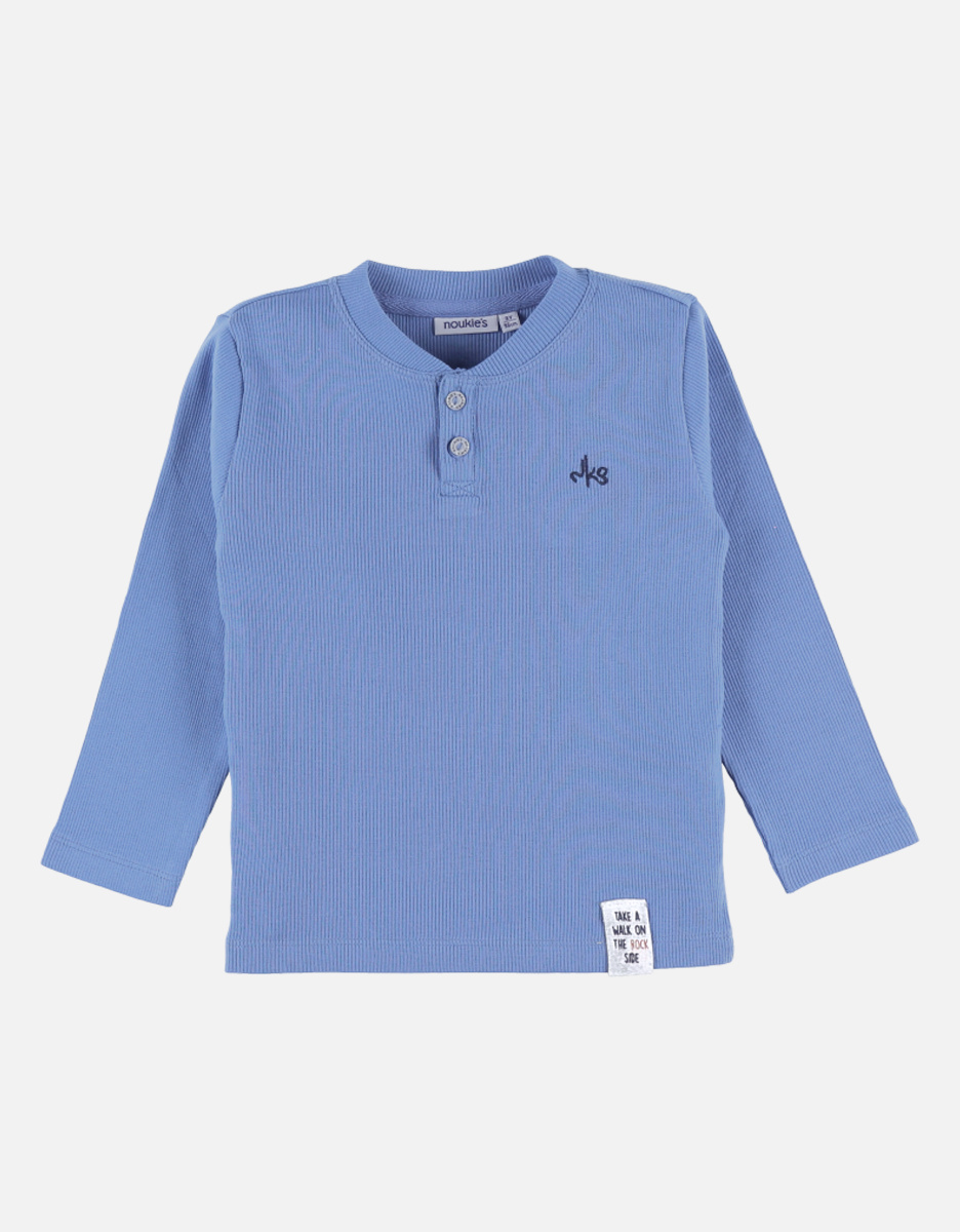 Henley t-shirt met lange mouwen, ibizablauw