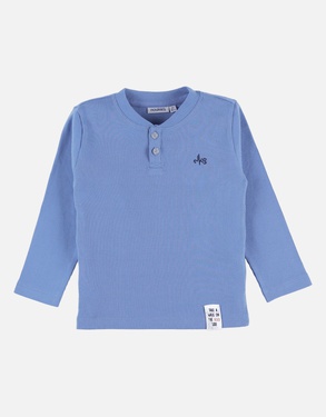 Long-sleeved henley t-shirt, ibiza blue