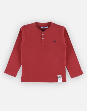 T-shirt henley longues manches, rouge