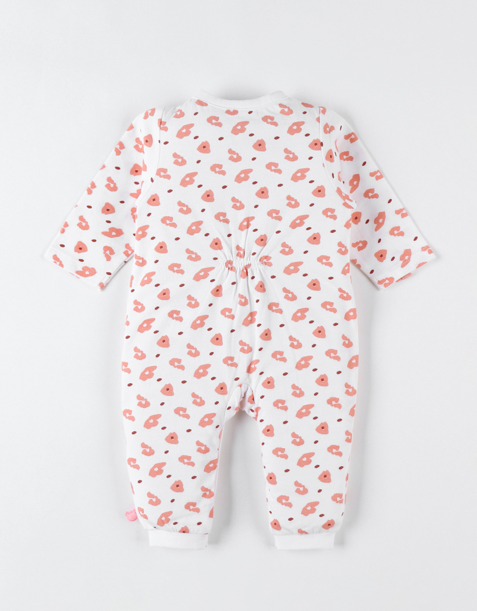 Jersey pyjamapakje met luipaardprint, ecru/koraal