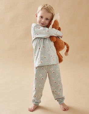 Jersey 2-delige pyjama met tijgerprint, aqua