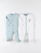 Set met 2 1-delige pyjamas, aqua/ecru