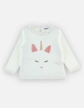 Organic cotton pink unicorn t-shirt, off-white