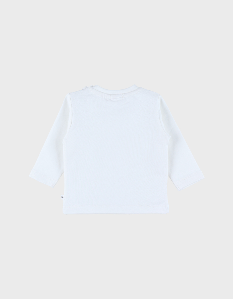 Wit T-shirt met lange mouwen en geborduurde tijger
