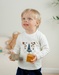 Wit T-shirt met lange mouwen en geborduurde tijger
