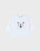 White long-sleeved T-shirt with embroidered tiger
