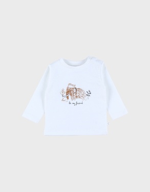 Wit katoenen T-shirt met mammoetprint
