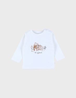 White cotton T-shirt with mammoth print
