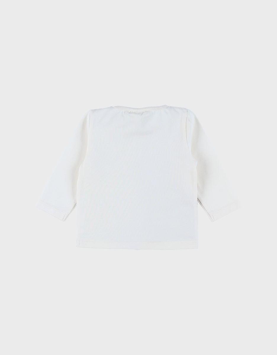 Ecru cotton T-shirt with bear print
