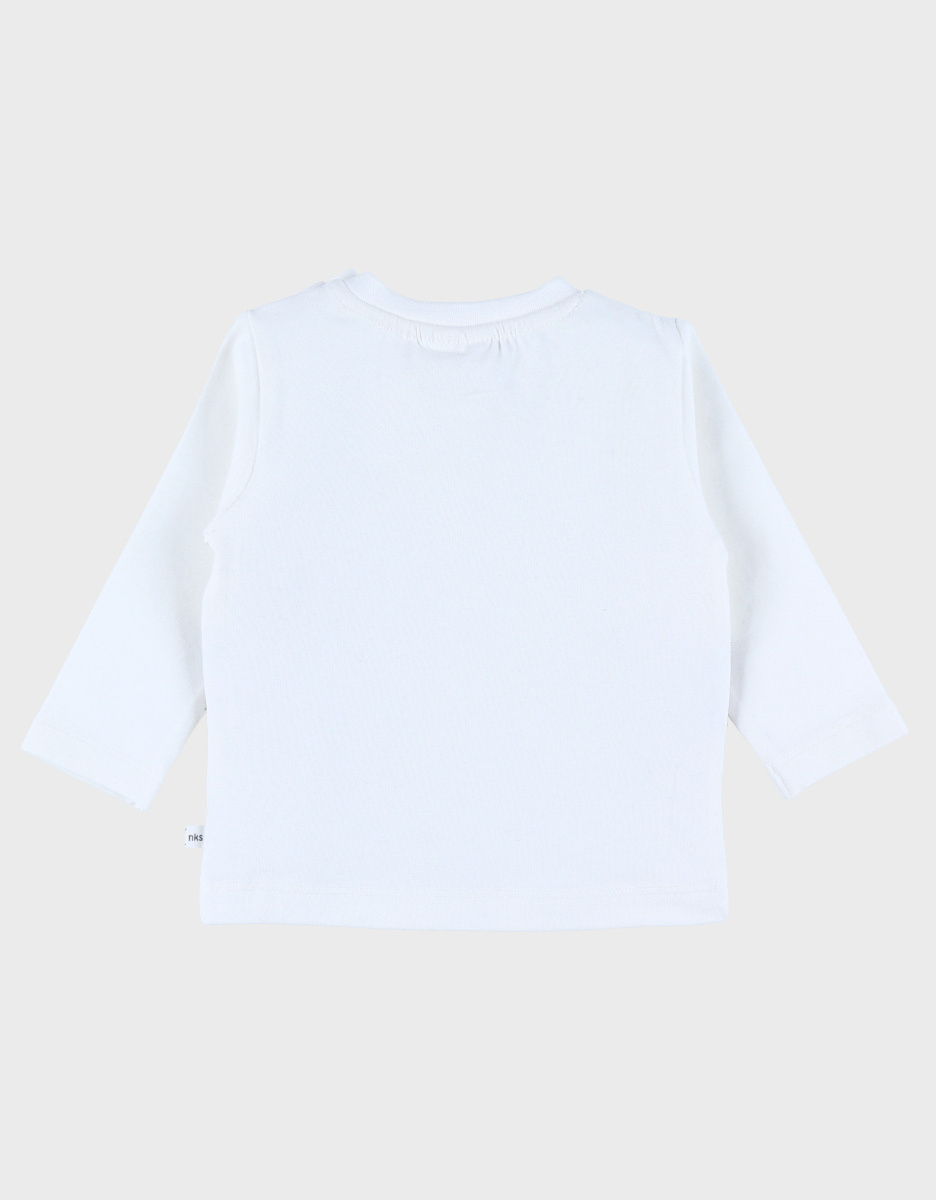 Wit katoenen T-shirt met lange mouwen en zebraprint
