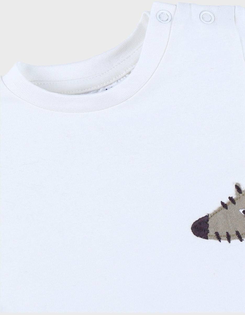 Wit katoenen T-shirt met lange mouwen en zebraprint
