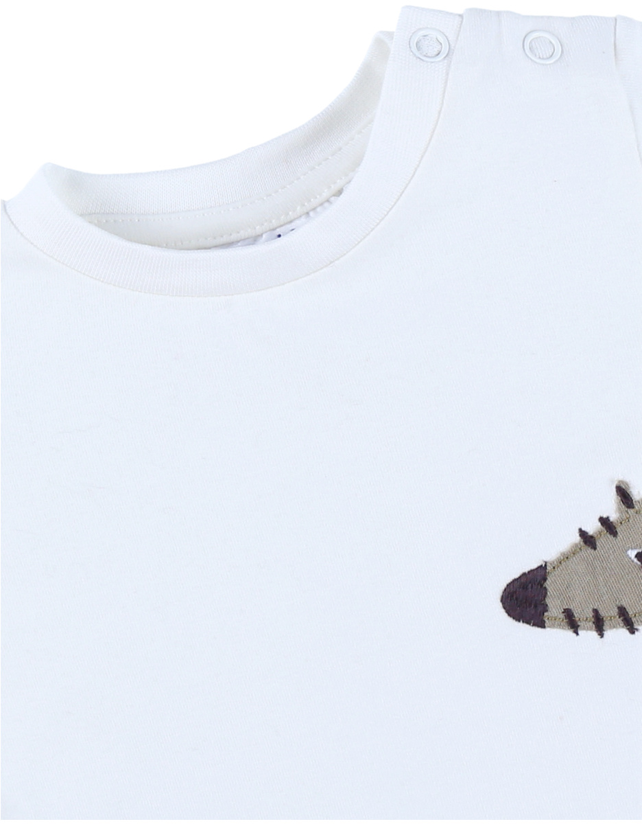 Wit katoenen T-shirt met lange mouwen en zebraprint