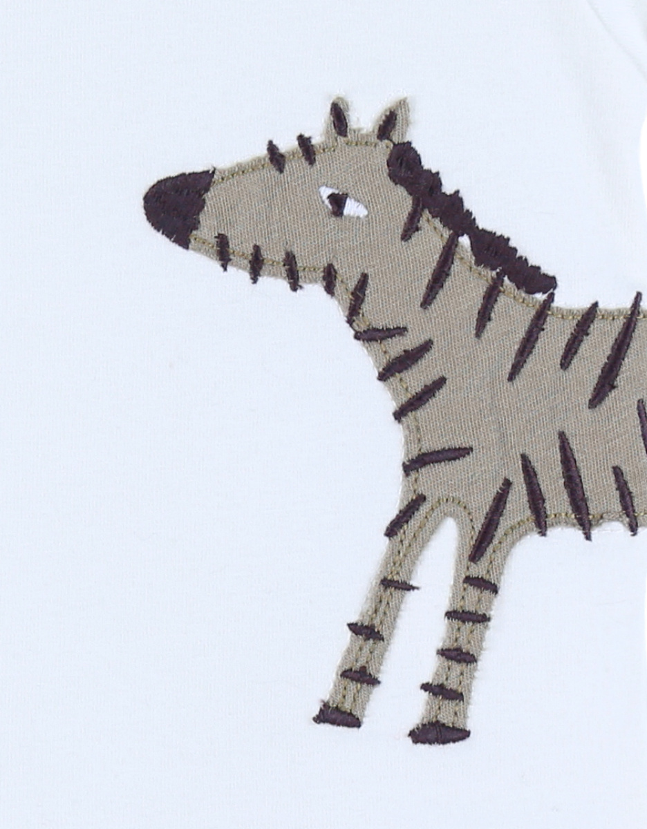 Wit katoenen T-shirt met lange mouwen en zebraprint