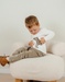 Wit katoenen T-shirt met lange mouwen en zebraprint
