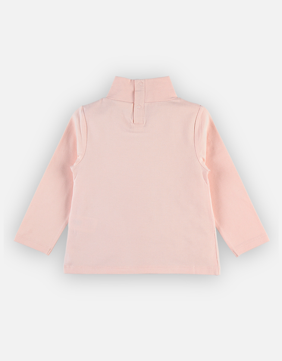 Organic cotton unicorn t-shirt with turtle neck, light pink
