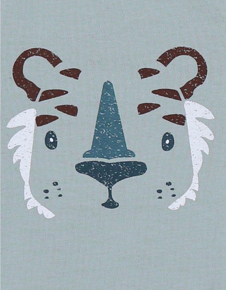 T-shirt en coton vert à manches longues imprimé tigre