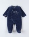 Pyjama 1 pièce tortue en velours, bleu marine
