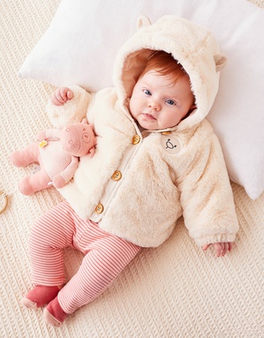 Bunny hair hooded jacket, off-white