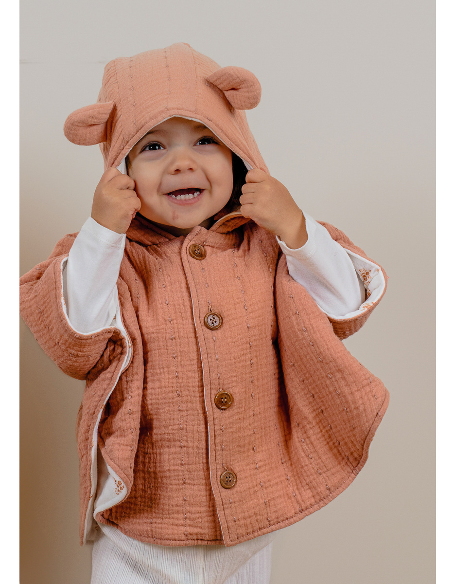 Baby poncho, organic cotton muslin