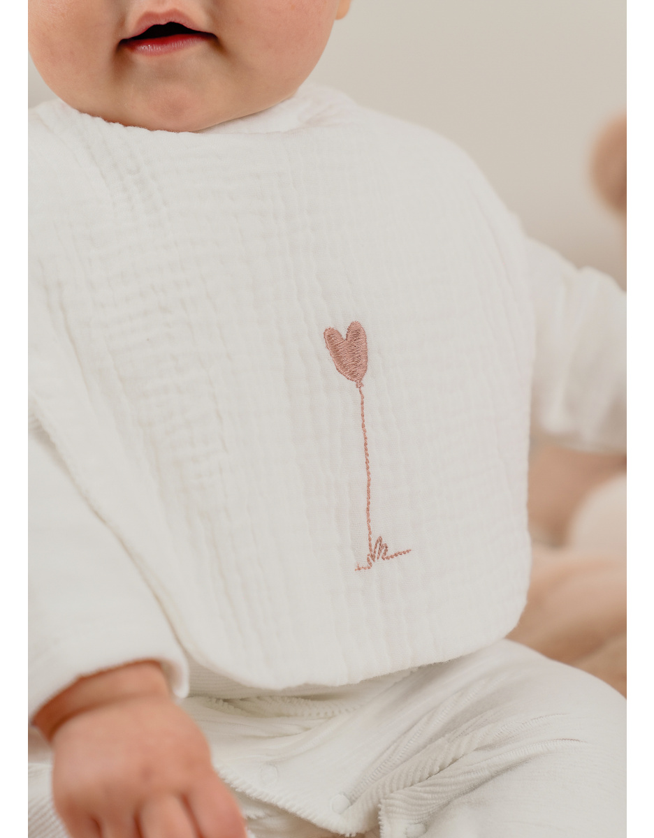 Set of 3 bibs, organic cotton muslin and terry