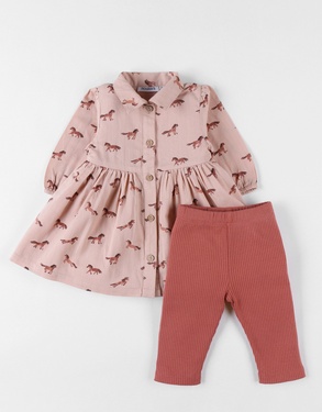 Lot t-shirt + legging, jersey côtelé