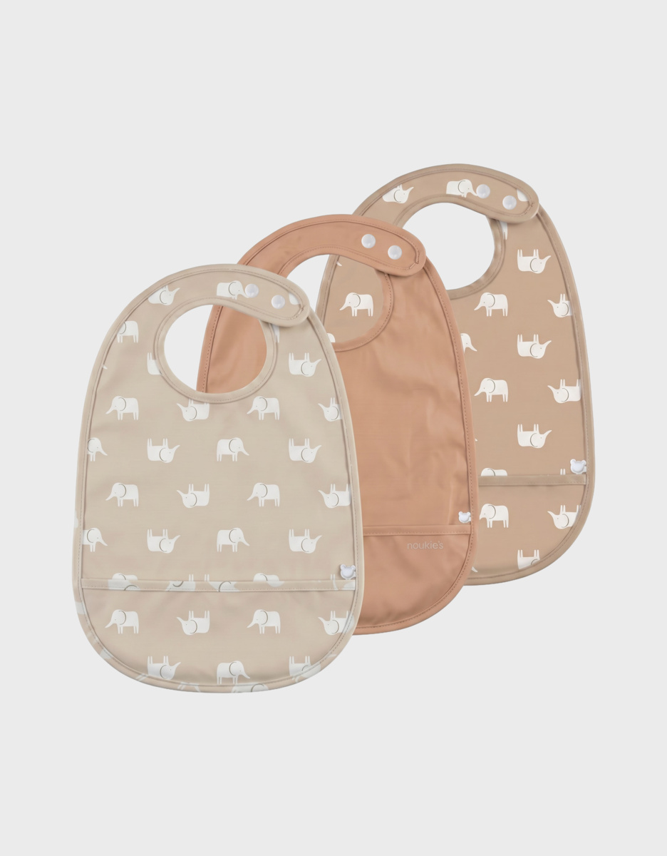 Lot de 3 bavoirs imperméables - Eléphants