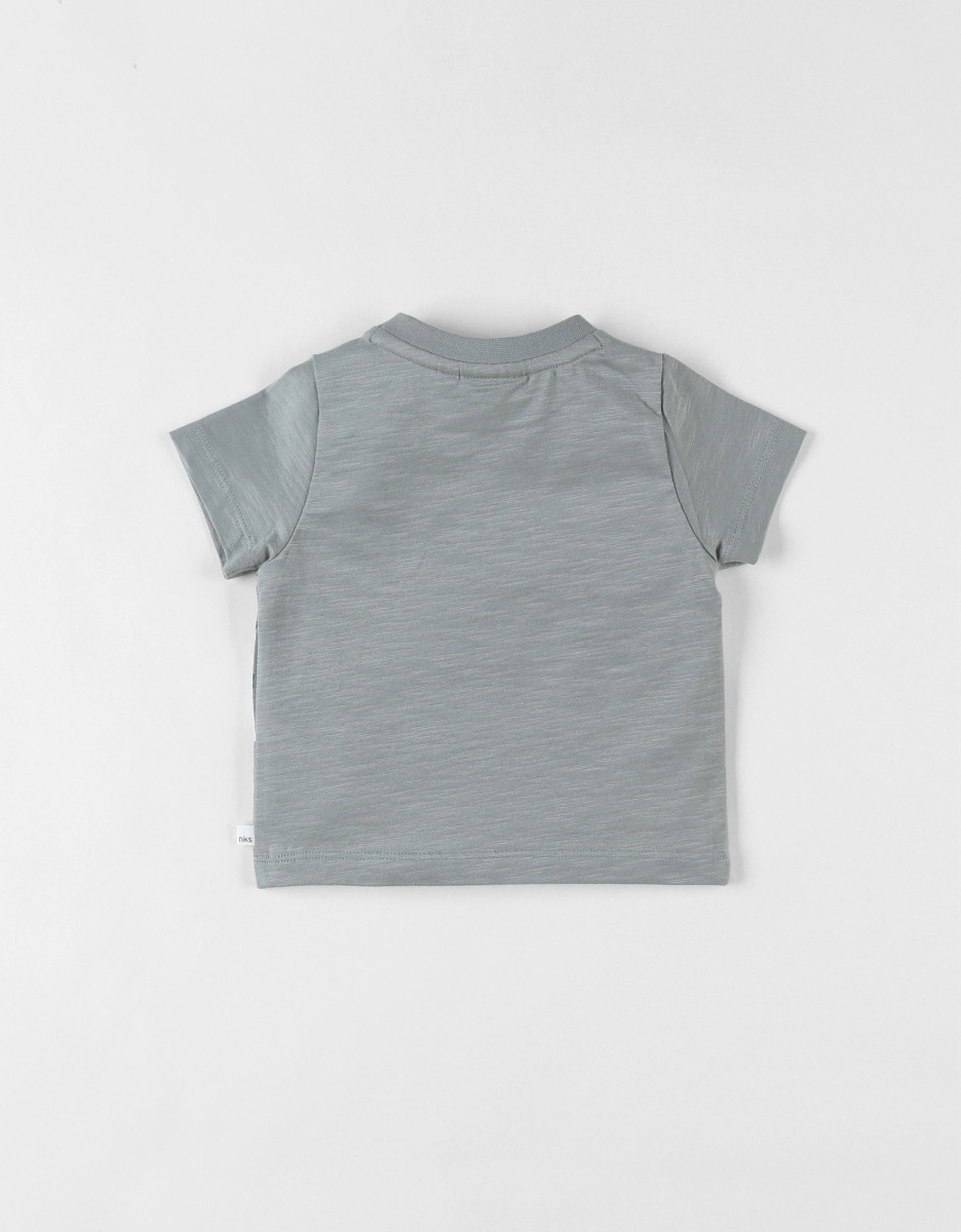 T-shirt met korte mouwen en zebraprint, eucalyptus